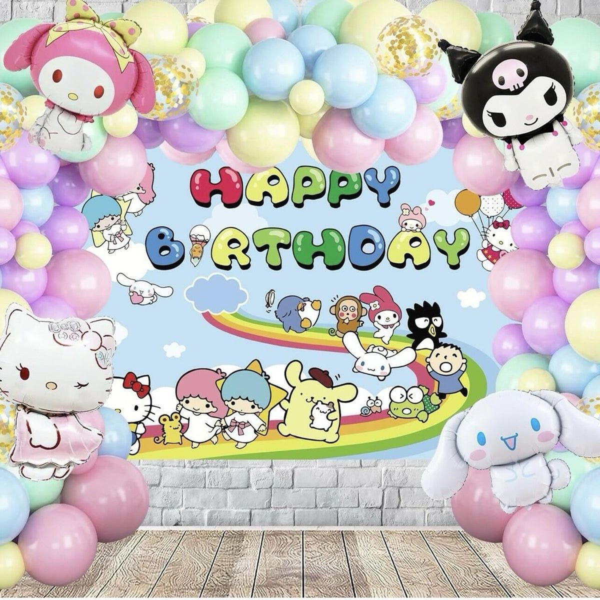 Generic Kawaii Birthday Party Decorations Set Banner Cake Topper Balloons Plates