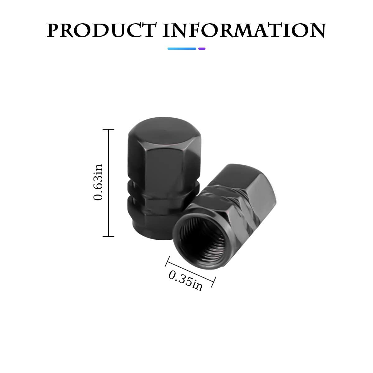 Fekey&JF 16 PCS Universal Tire Valve Stem Caps Waterproof Airtight Black