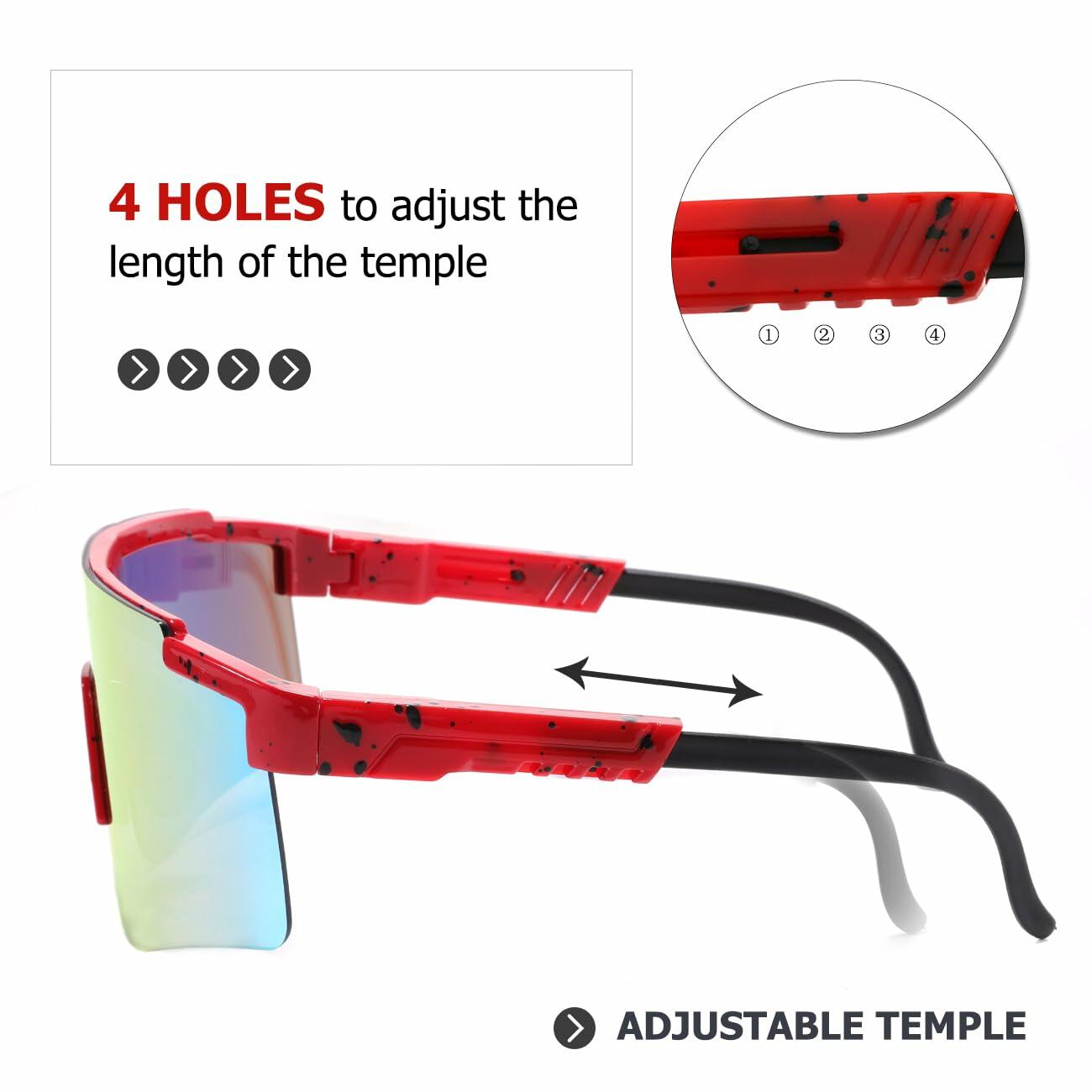 NICBOOY Oversized Sports Sunglasses UV400 Protection Adjustable Temple