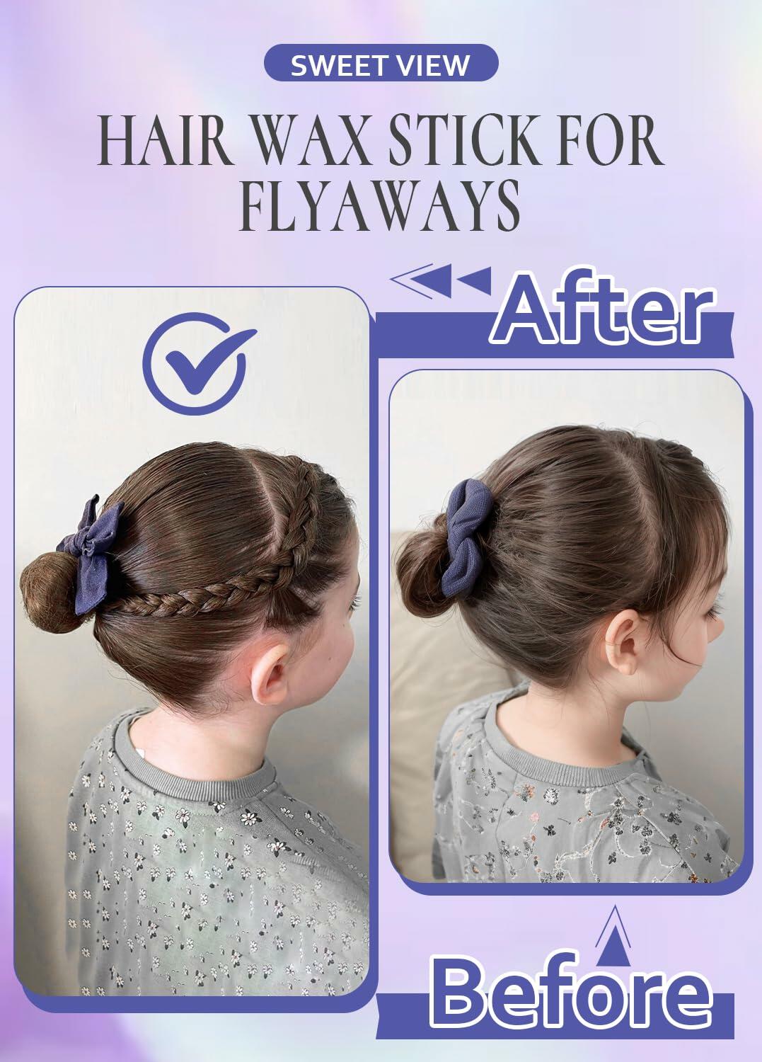 SWEET VIEW Hair Wax Stick & Brush Lavender Scent Hair Tamer Pomade Kids