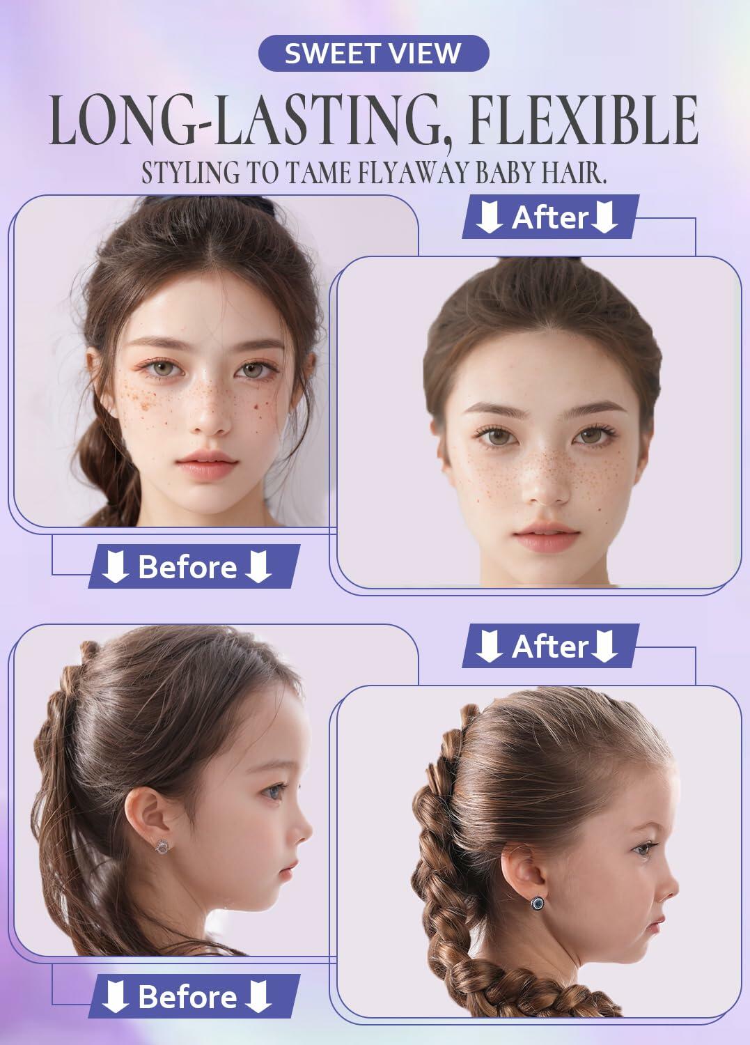 SWEET VIEW Hair Wax Stick & Brush Lavender Scent Hair Tamer Pomade Kids