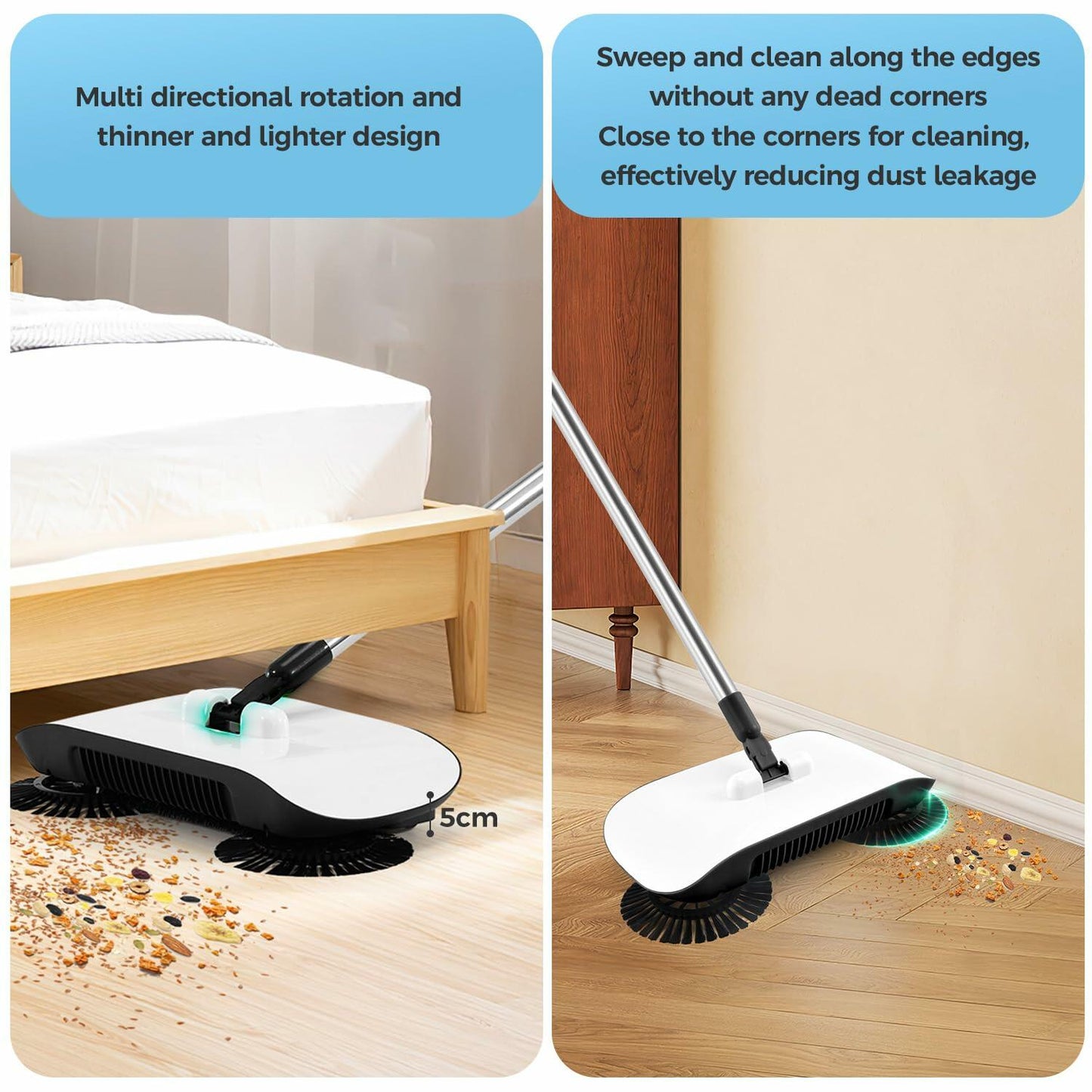SumYanHing Sweeper Cleaner with 7 Replacement Parts for Hardwood Floors Blue