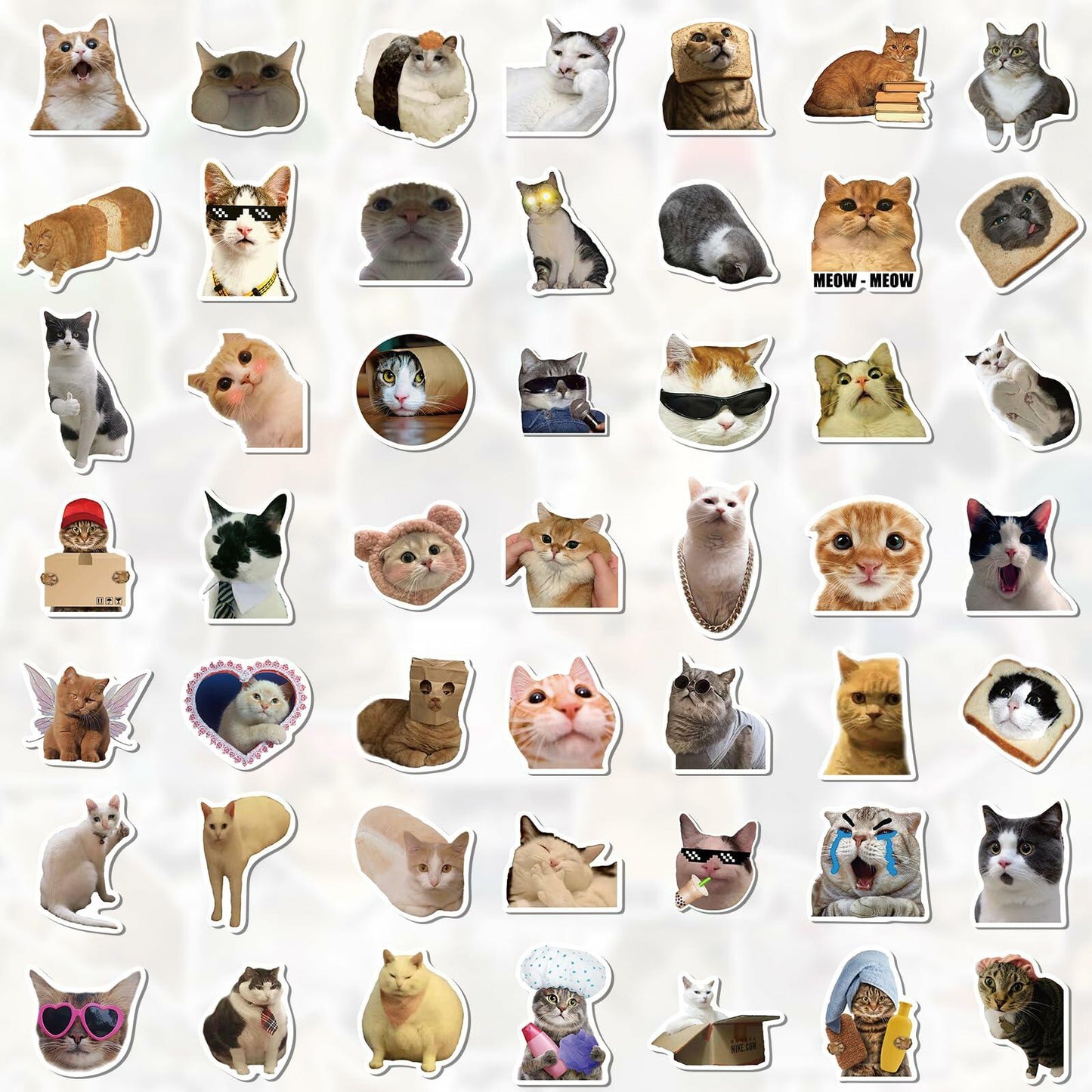 GizmoBox 100pcs Cute Cat Meme Stickers Waterproof Vinyl Decals for Laptop Kids