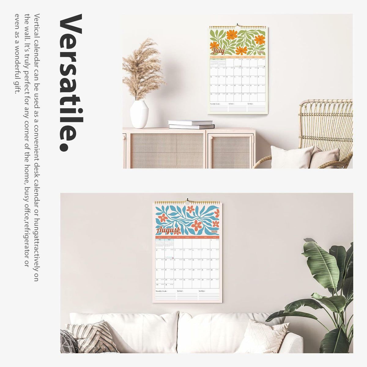 EYROZILL 2025 Wall Calendar Planner Spiral Bound 12x17 Marble Jul25-Dec26
