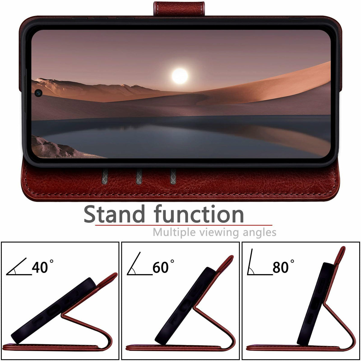 RingPi Moto G 5G 2024 Leather RFID Wallet Case Brown 3 Card Slots