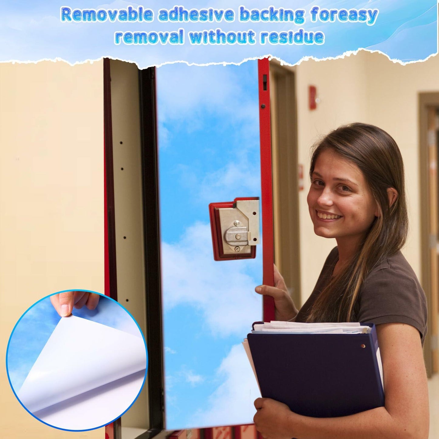 Ninehaoou School Locker Wallpaper 12x36in 4pcs Sunset Sky Clouds Sweet Color