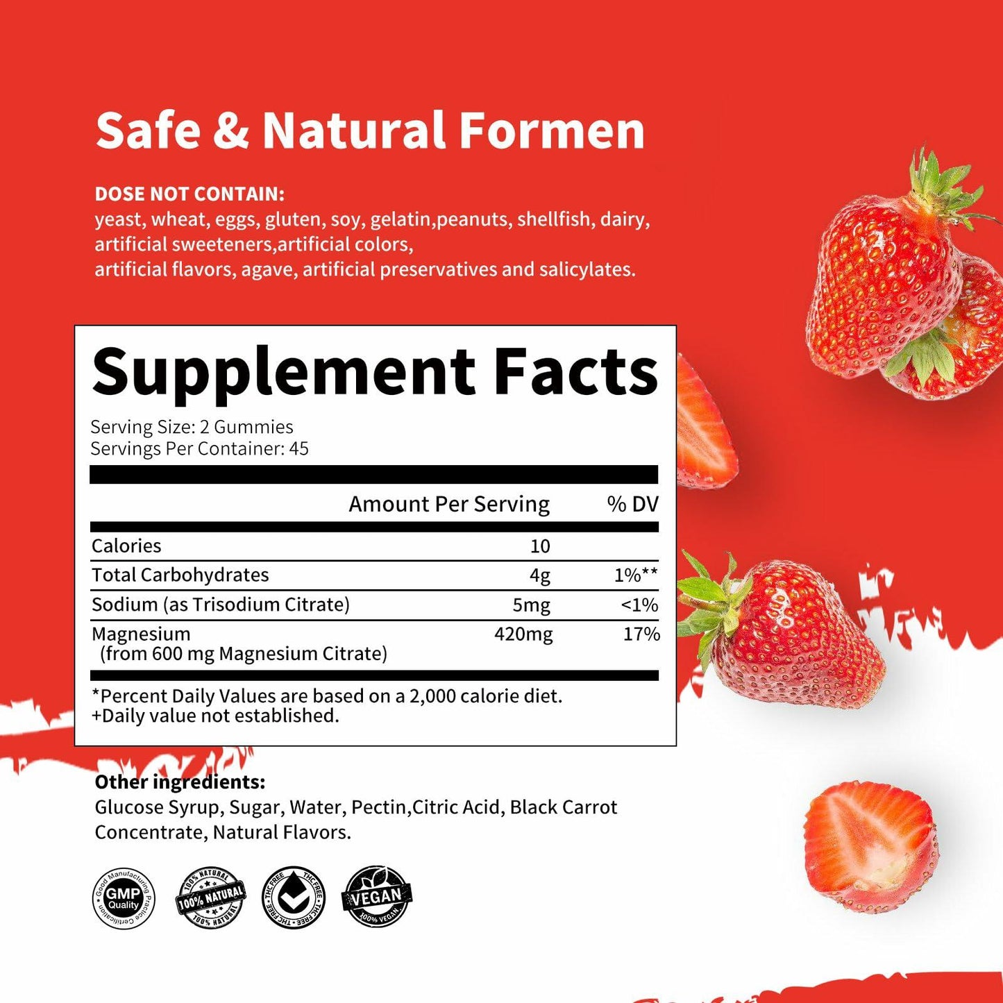 BestBy09/26 ElevateLife Magnesium Citrate Gummies 420mg 90 Vegan Strawberry