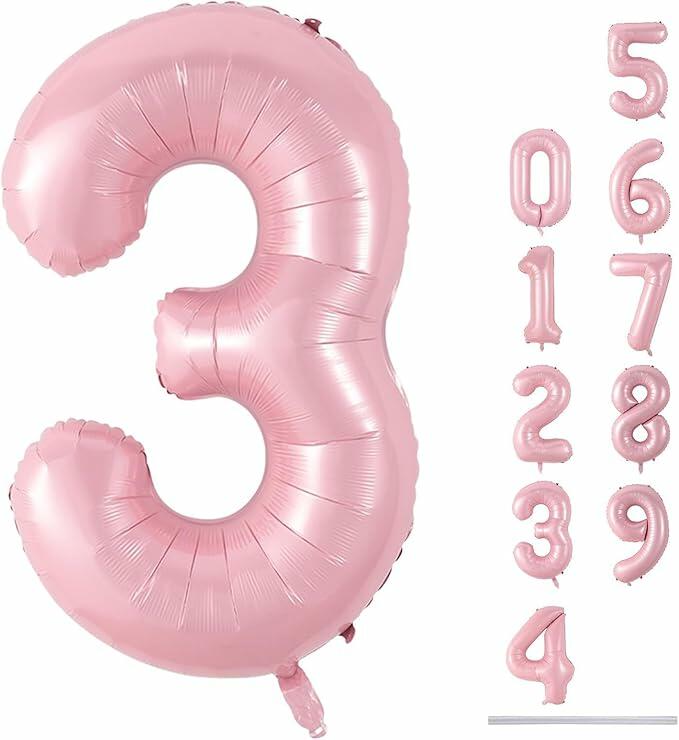 MPRVAKYF Happy Birthday Foil Number Balloon Light Pink 3 34 Inch