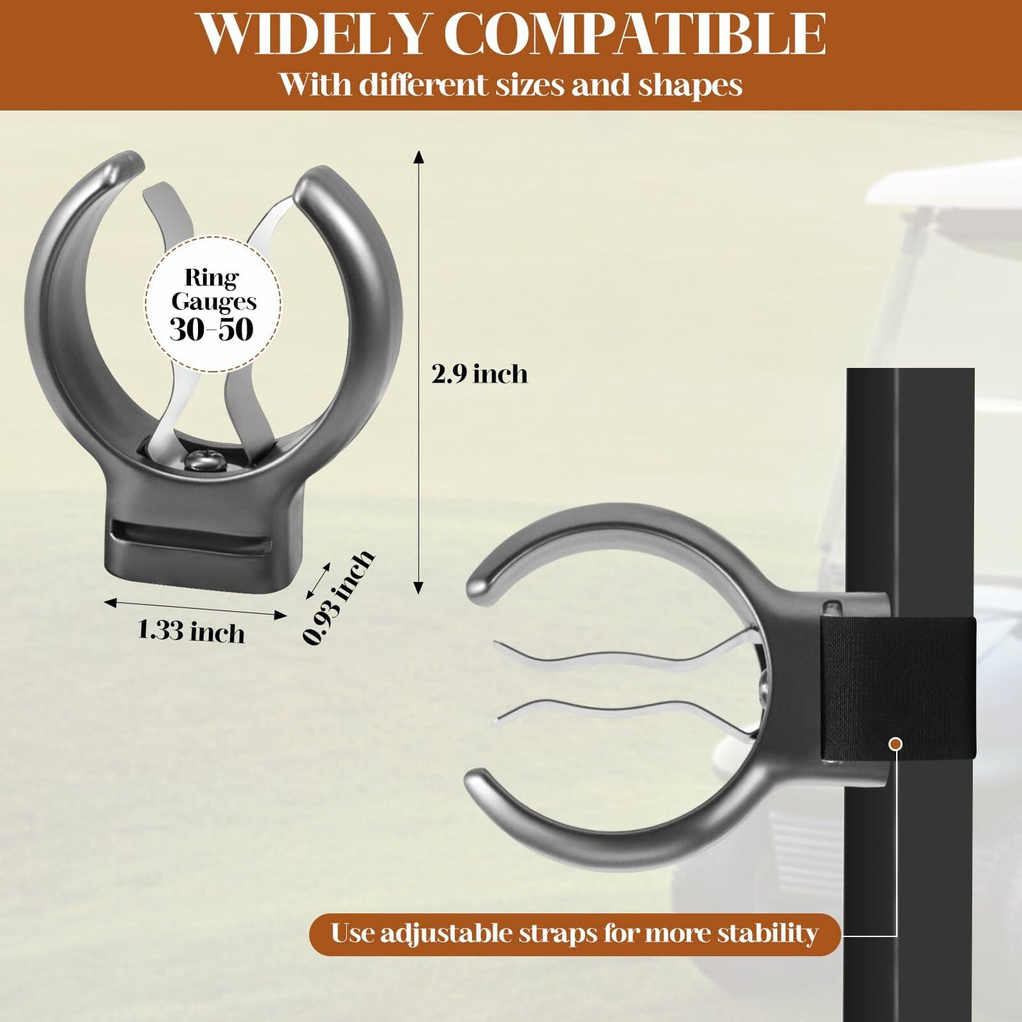 XUYUZDQ Magnetic Golf Cigar Holder Clip 5-in-1 Set Fits 30-50 Rings Grey