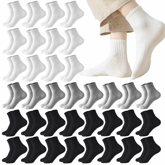 Looknniy Men’s Cushion Ankle Socks Cotton 20 Pairs Mixed Colors One Size