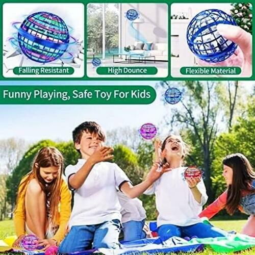 RSNG Flying Orb Ball Spinner Mini Drone 360 Rotating LED Toy Red