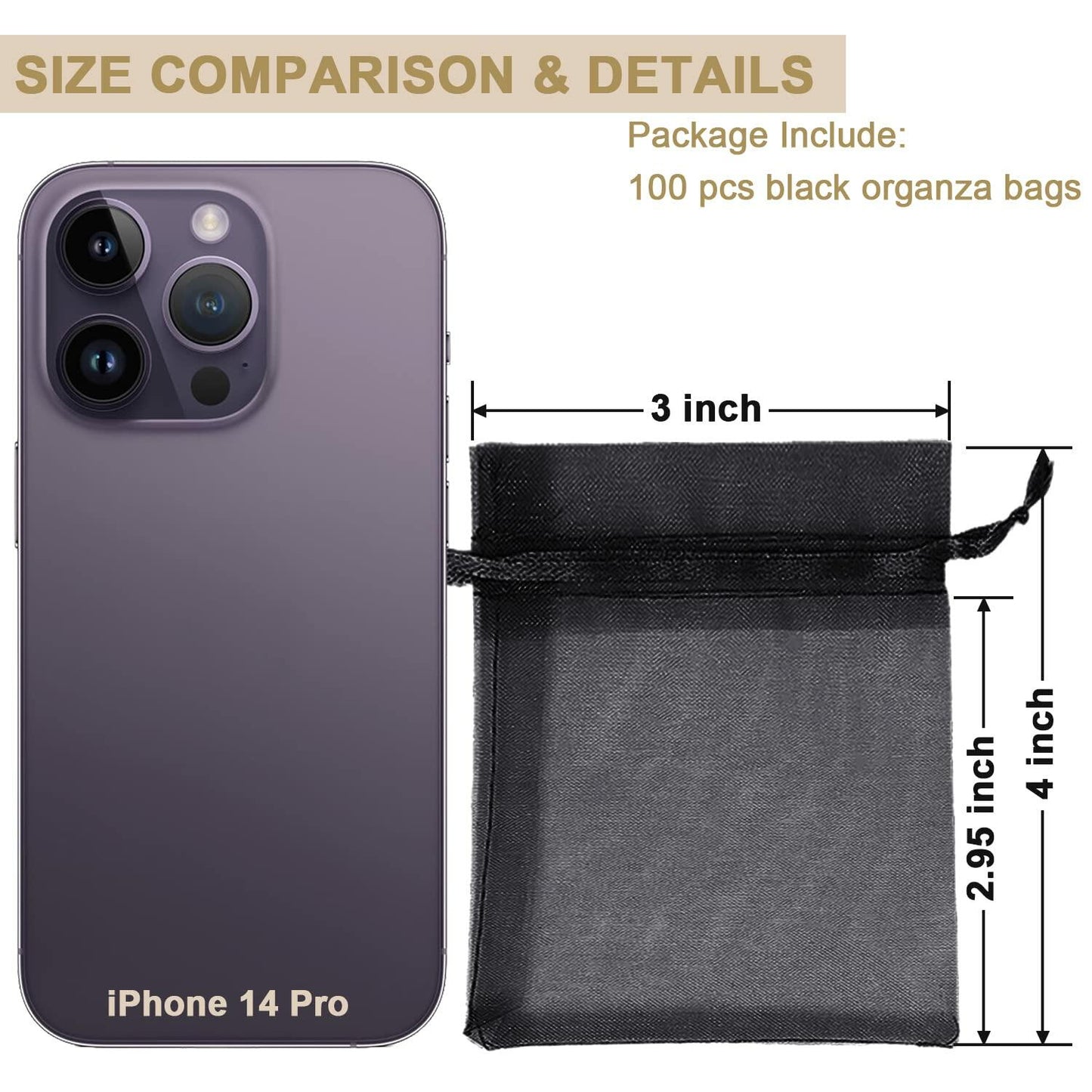 Ableme Deco Purple Organza Drawstring Bags 3x4 Inch 100 Pcs