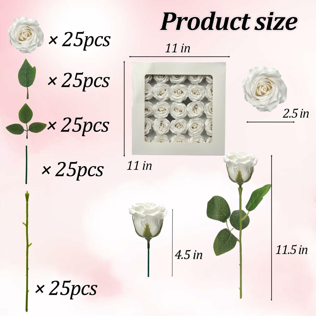 EIGHTOWN DIY Artificial Flowers Indoor 25 Pieces Pink Soap Material