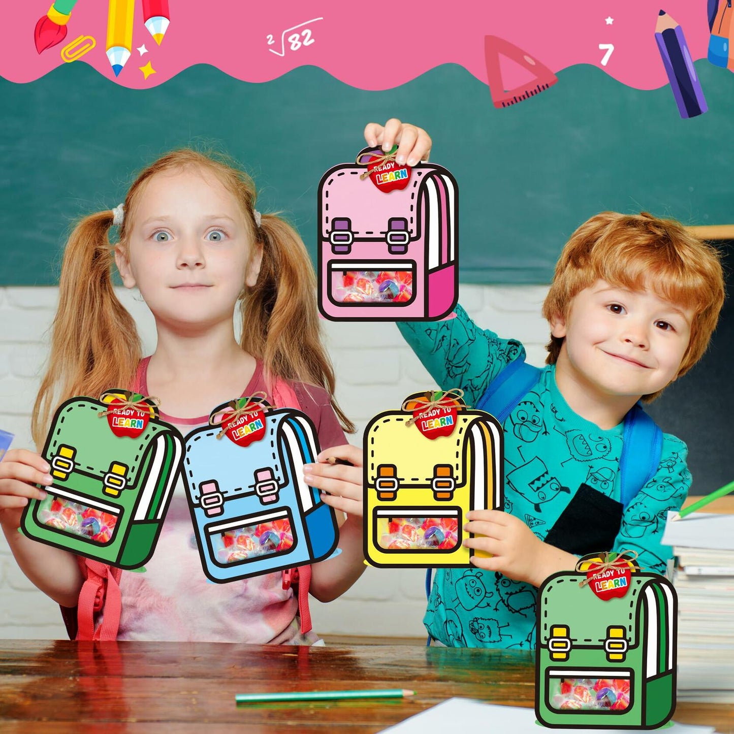 FoszaSzept 36Pcs 3D Cartoon Backpack Candy Goodie Bags Colorful Clear