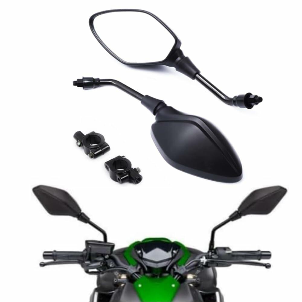 Generic Universal Motorcycle Rear View Side Mirrors 10MM 8MM Black Screw Mount
