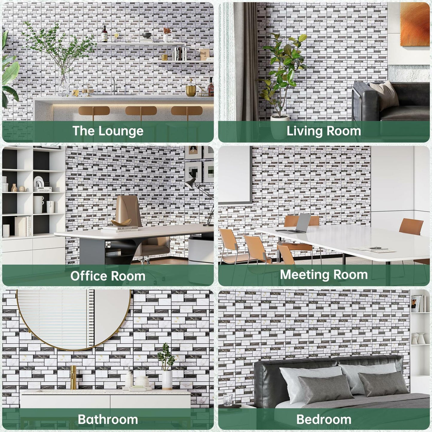 VallisCo 3D Faux Brick Wall Panel 12x12 Black White Marble 20 Pcs PVC