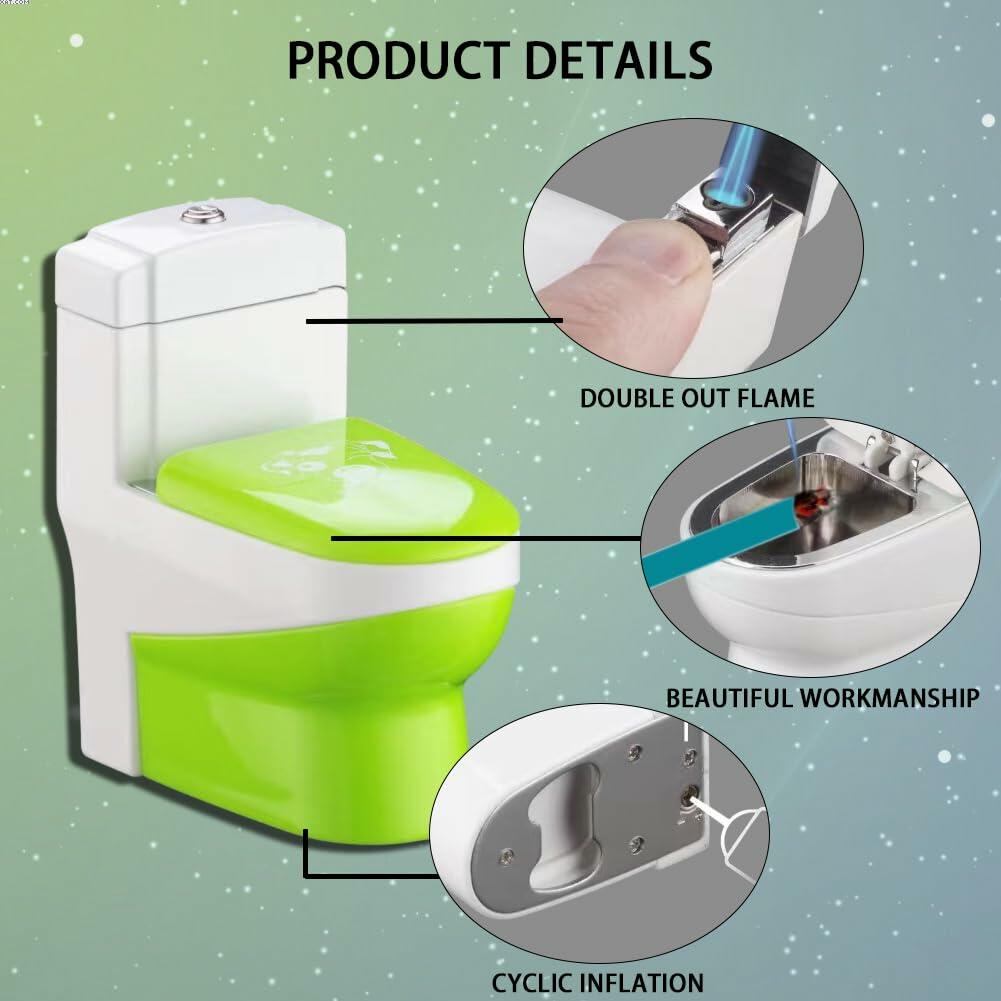 DAKOELWP Toilet-Shaped Butane Jet Torch Lighter Green Windproof Camping
