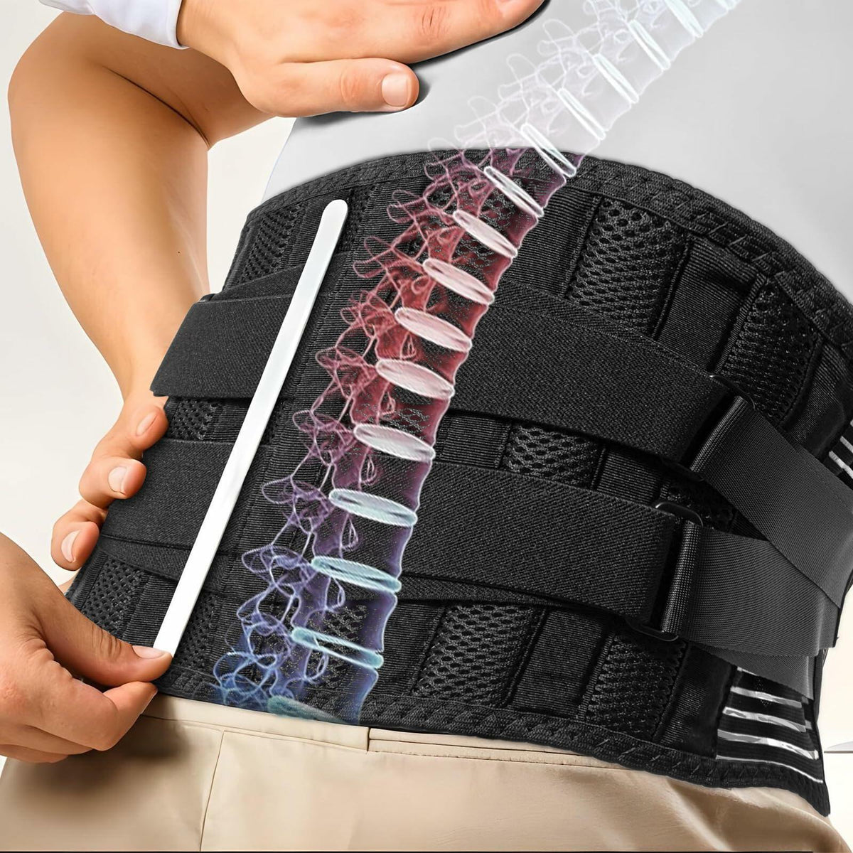 Ebullient Assimilate Adjustable Lumbar Back Brace Black/Silver Size S