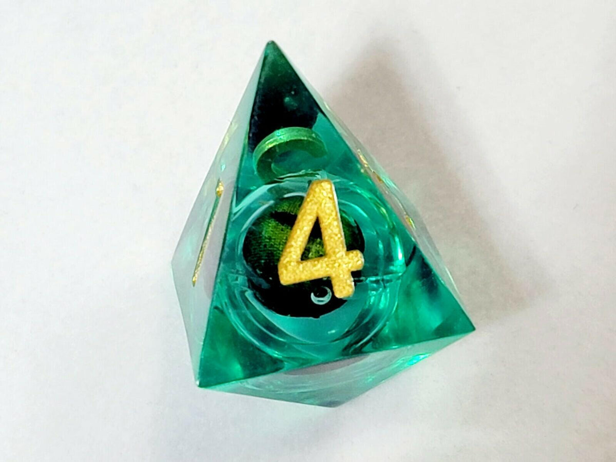 Maywin Dungeons & Dragons Liquid Core Dragon Eye Polyhedral Dice Set. Green