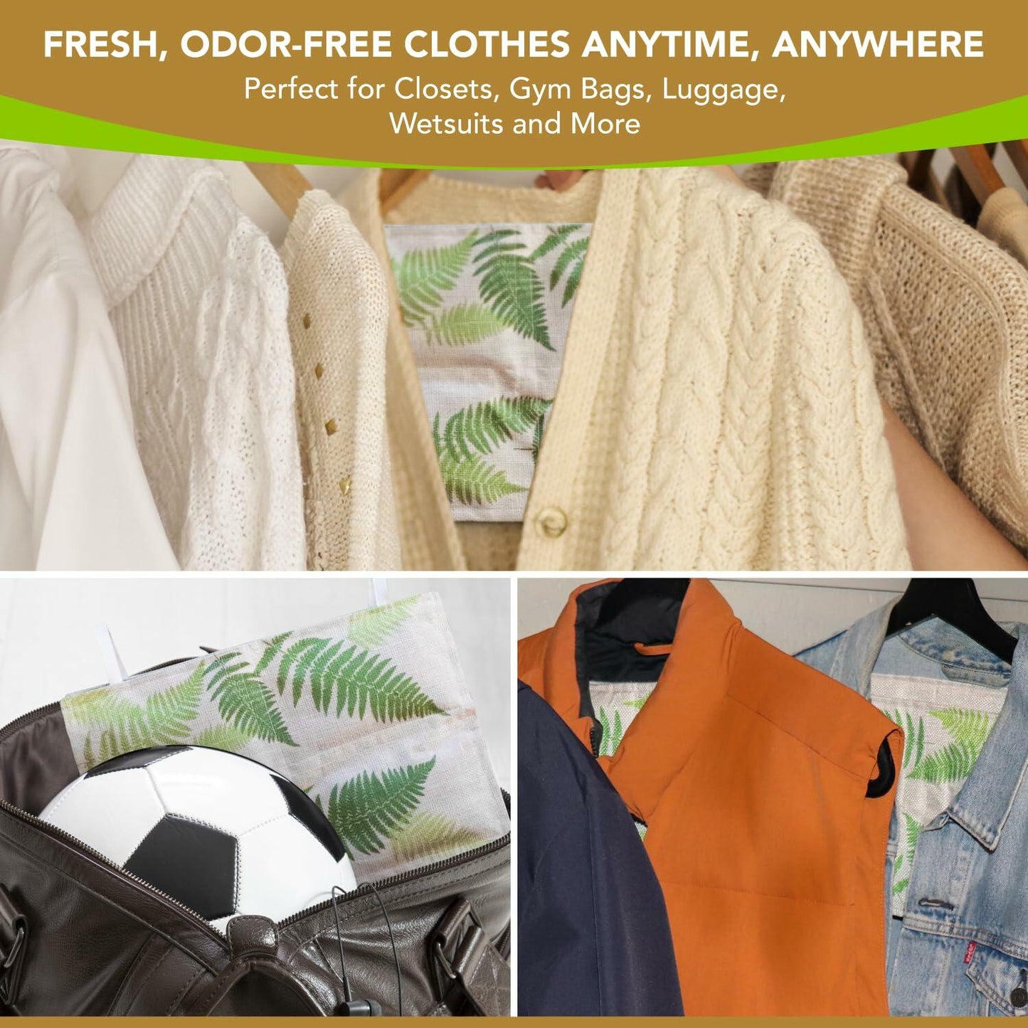 ACKU10 Bamboo Charcoal Odor Absorber for Clothing Closets 1-Pack Off White