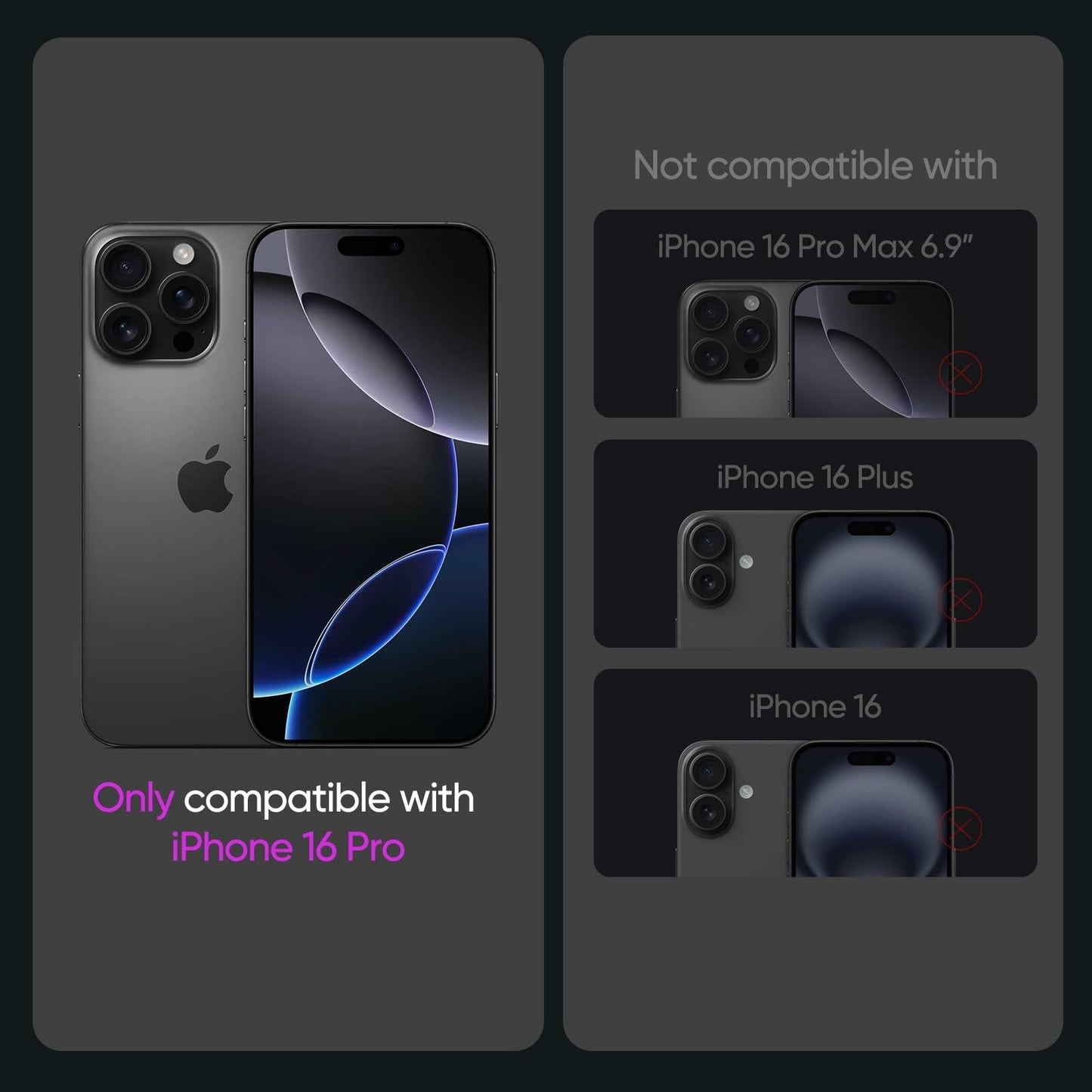 MINSLIS iPhone 16 Pro Screen Protector 9H Tempered Glass HD Clear Case Friendly