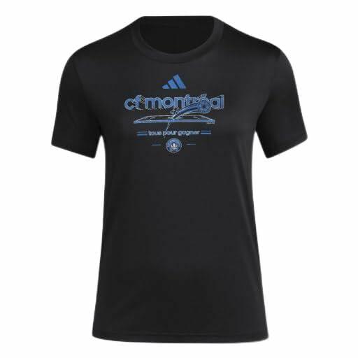 Adidas Women’s CF Montreal Pre-Game Soccer T-Shirt, Black, XXL