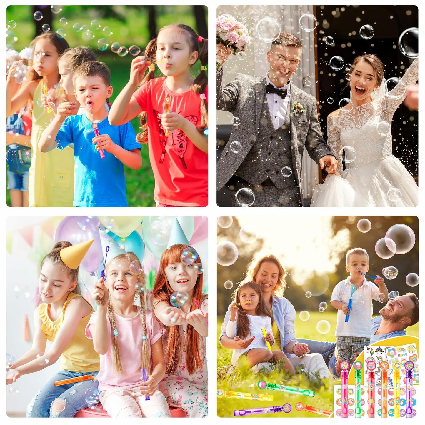 60PCS Cute Unicorn Party Favors 12 DIY Bubble Wands Birthday Goodie Bags