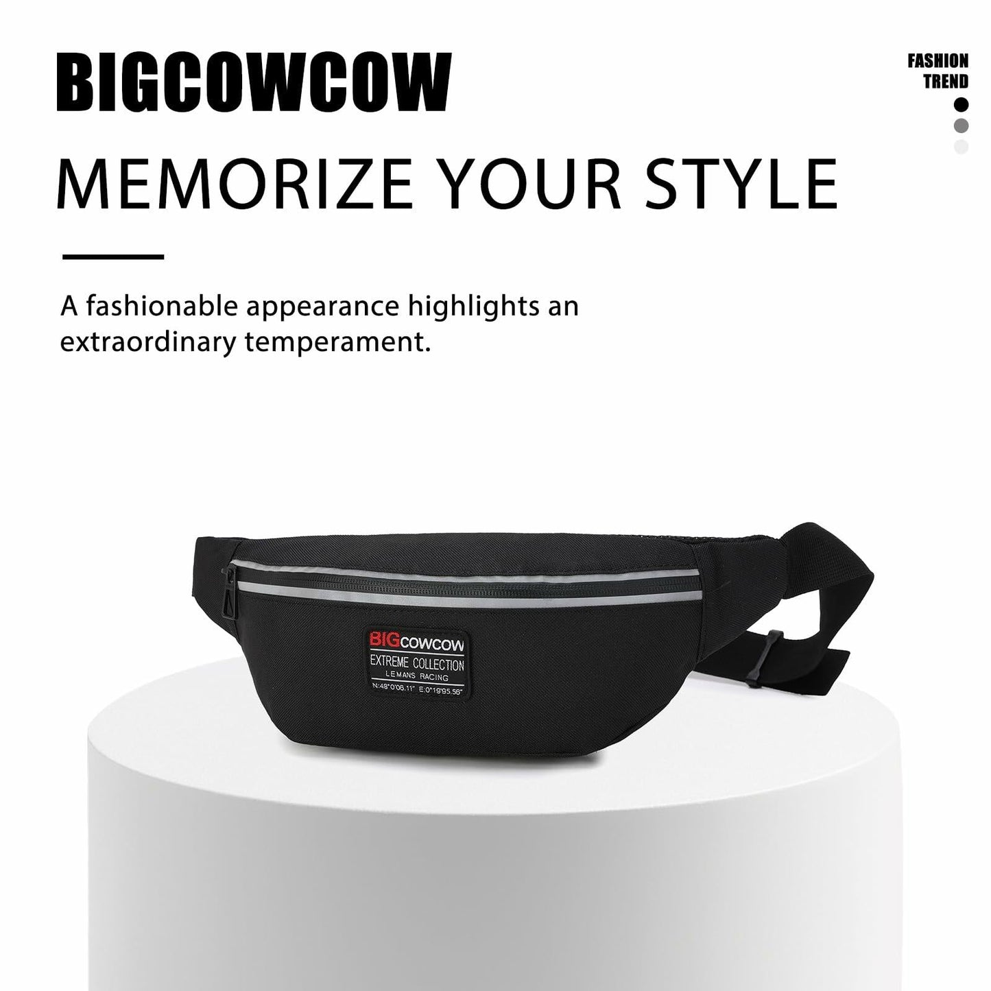 BIGCOWCOW Fanny Pack Waterproof Belt Bag for Women & Men Travel Hiking Run