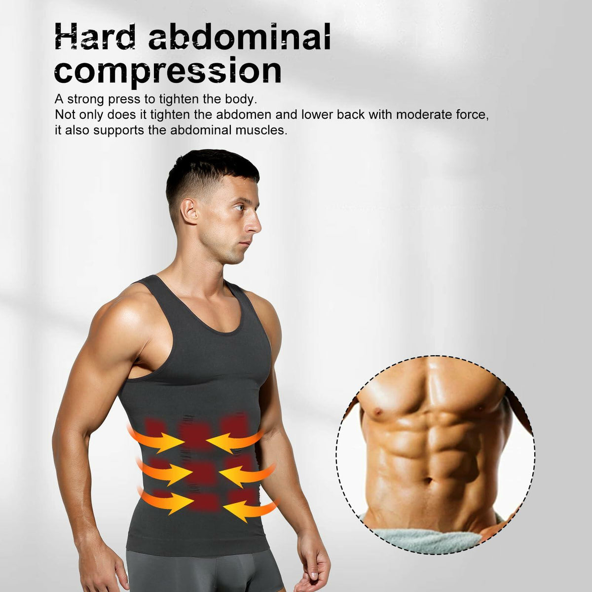 Casey Kevin Men’s Sleeveless Gynecomastia Compression Shirt Body Shaper Grey XXL