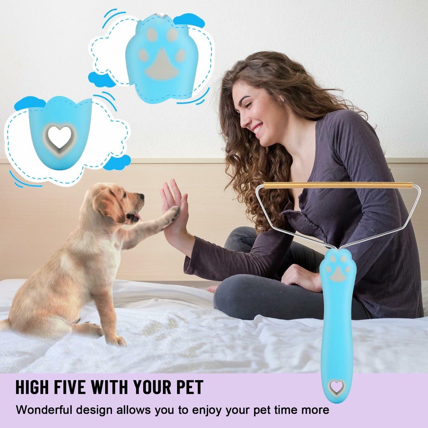 Qiguet Pet Hair Remover Carpet Scraper Fur Remover Tool Black