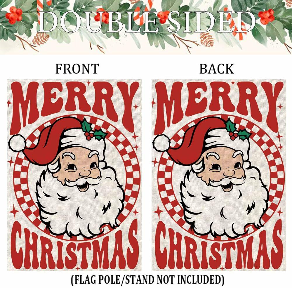 Fapulee Merry Christmas Garden Flag 12x18 Double Sided Santa Outdoor