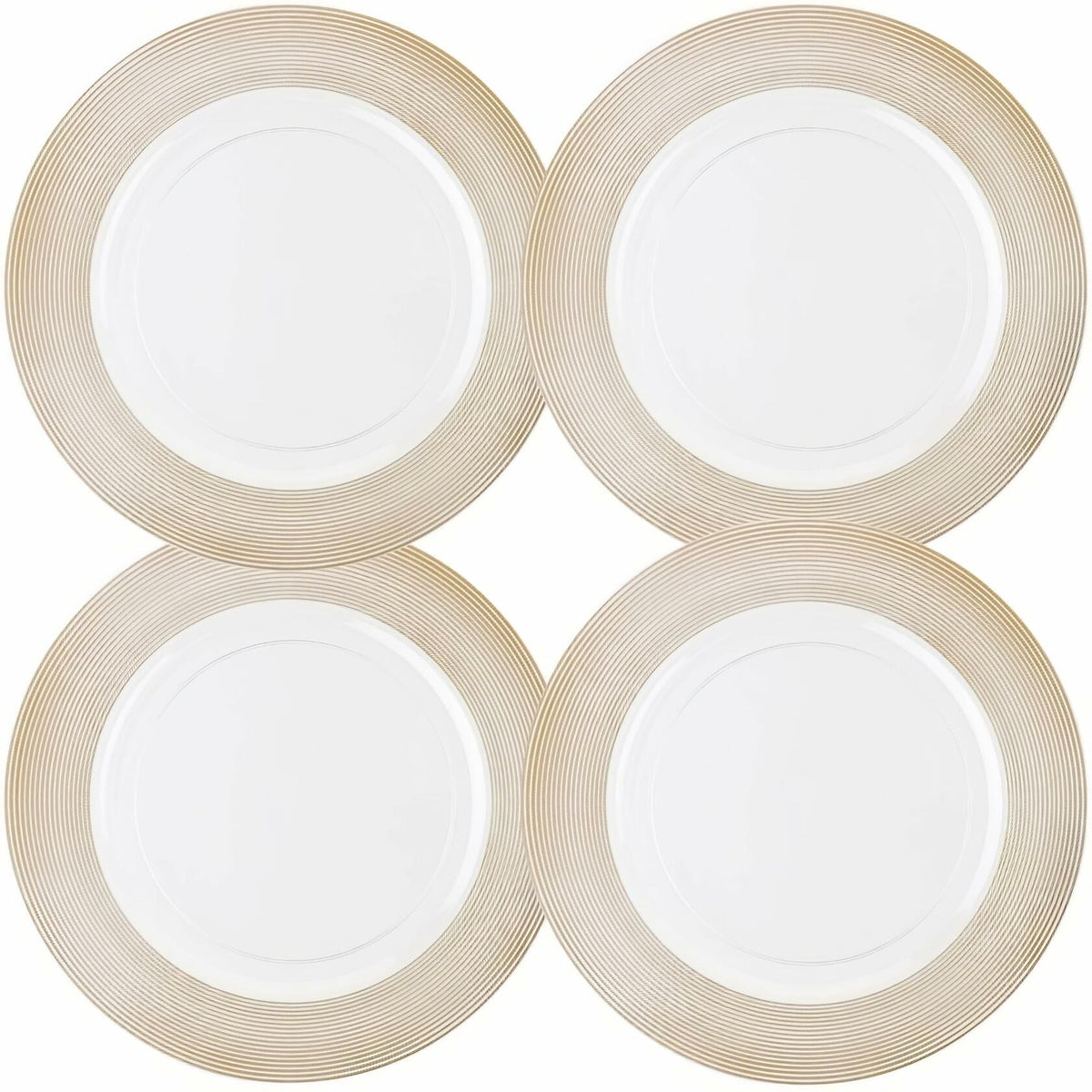 Elegant White Plastic Charger Plates 13" Pack of 4 Durable Dining Decor