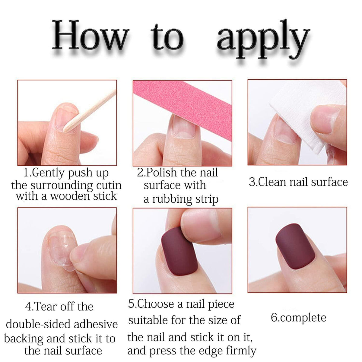 Short Almond Press-On Nails Red French Tip White Snowflake Fake Nails 24PCS