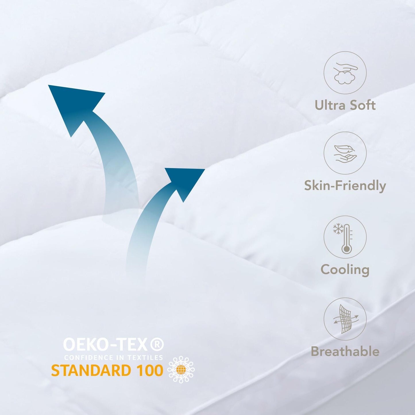 Epitex Mattress Topper Twin 3 Inch Thick Pillow Top Cooling White Size Twin