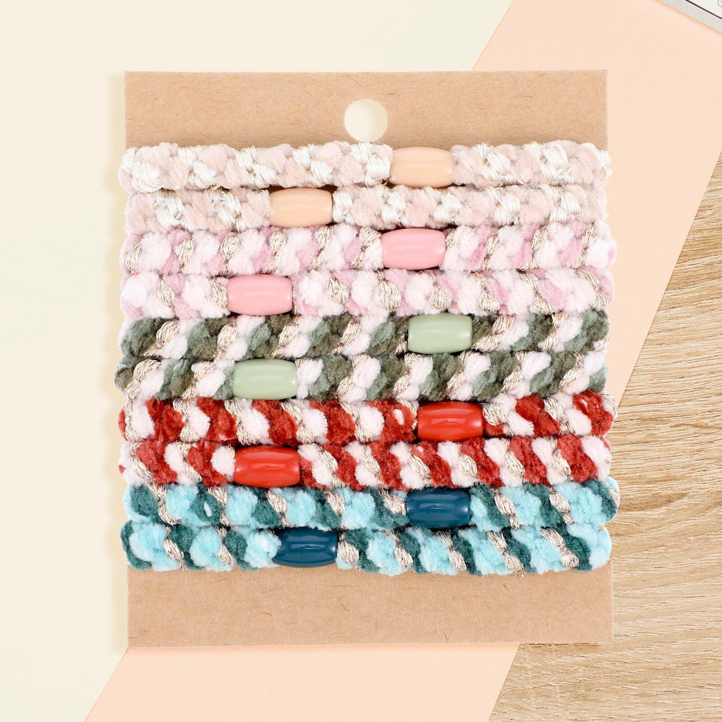 Beaded Ponytail Holder, Cute Hair Ties for Women, 10PCS Elasticity Ponytail