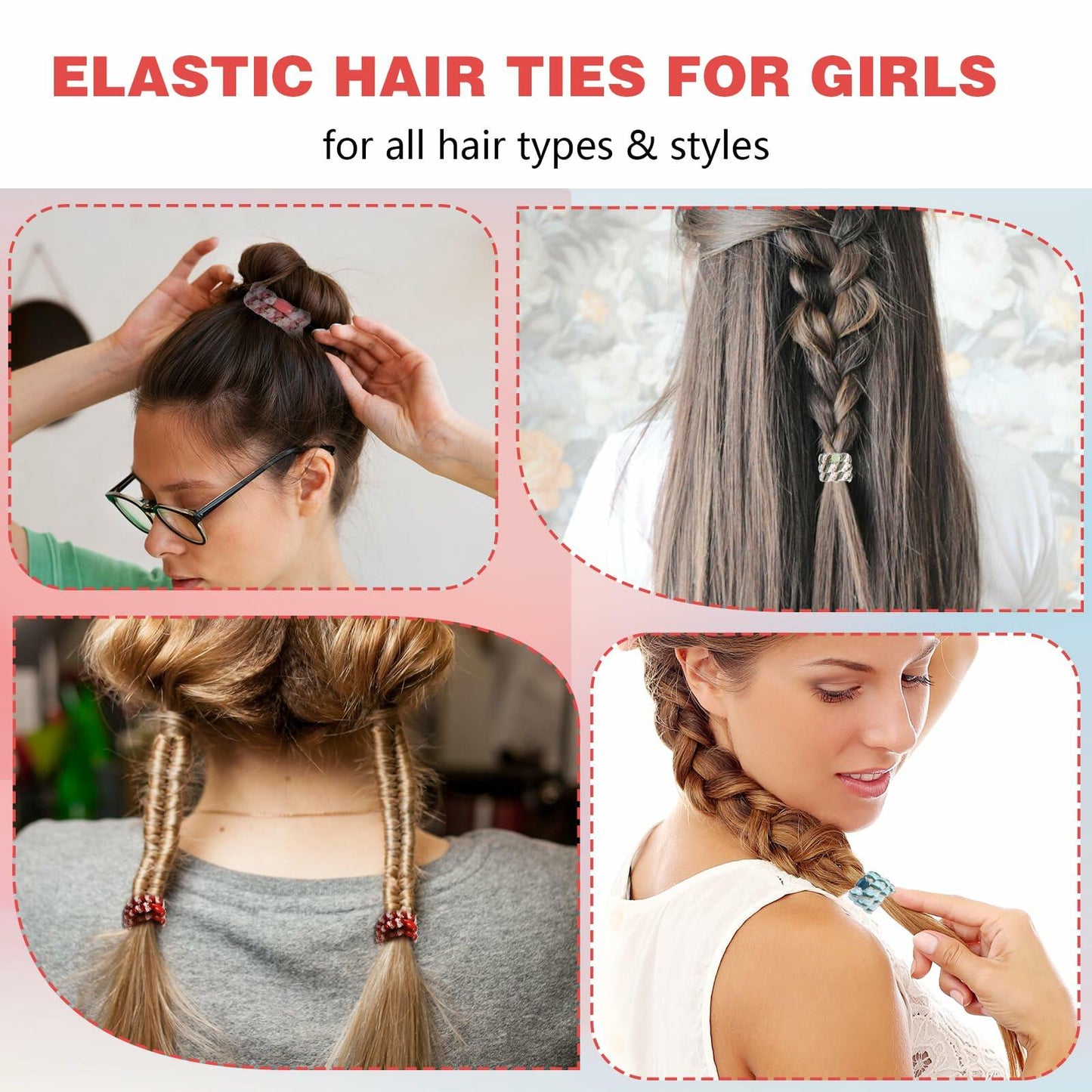 Beaded Ponytail Holder, Cute Hair Ties for Women, 10PCS Elasticity Ponytail