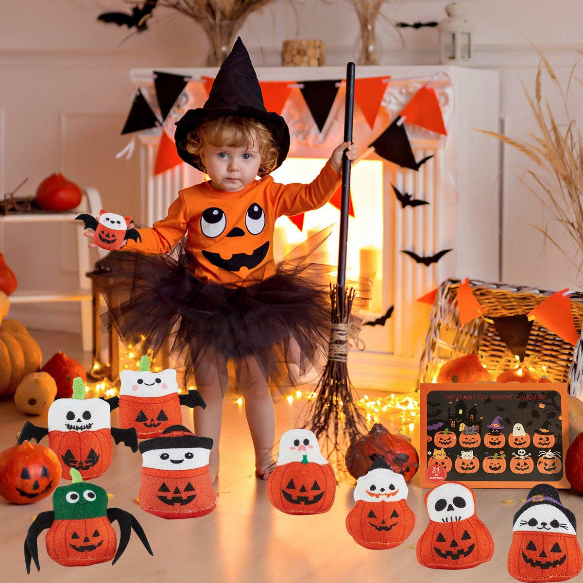 BBLYBD Plush Christmas Advent Calendar 2025 with 24 Pumpkin Plushies Halloween