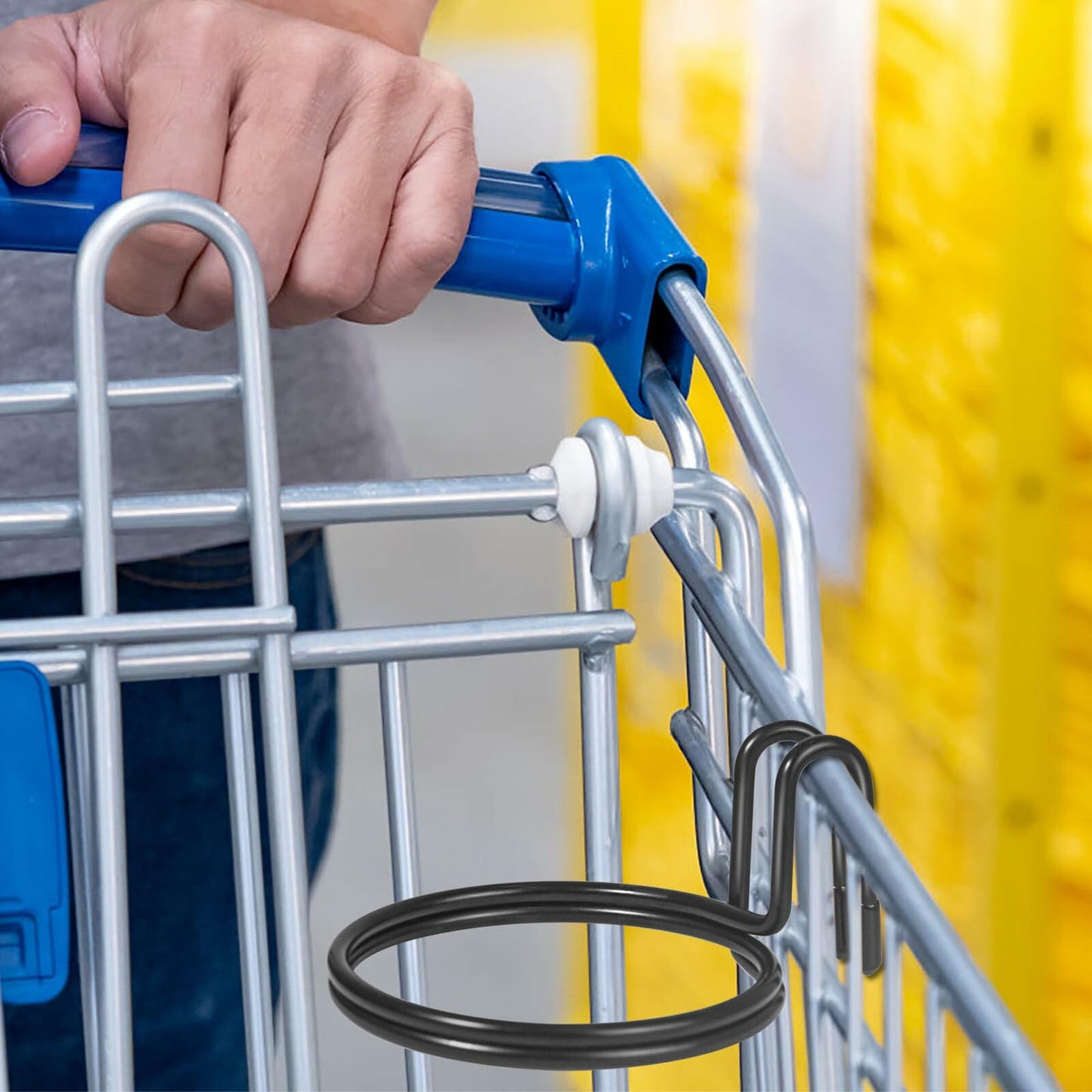 Kevenal Shopping Cart Cup Holder Black Stainless Steel Drink Holder