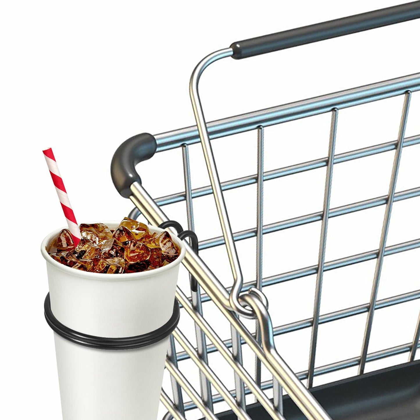 Kevenal Shopping Cart Cup Holder Black Stainless Steel Drink Holder