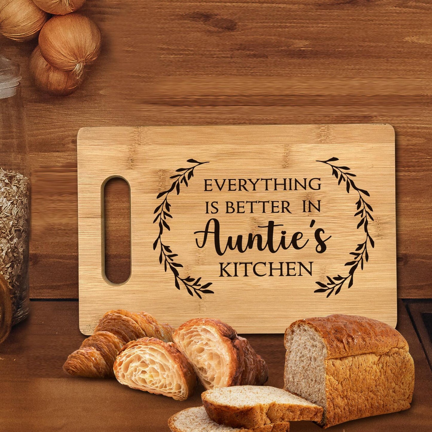 FONDCANYON Bamboo Cutting Board Kitchen Decor Brown Aunt Gift