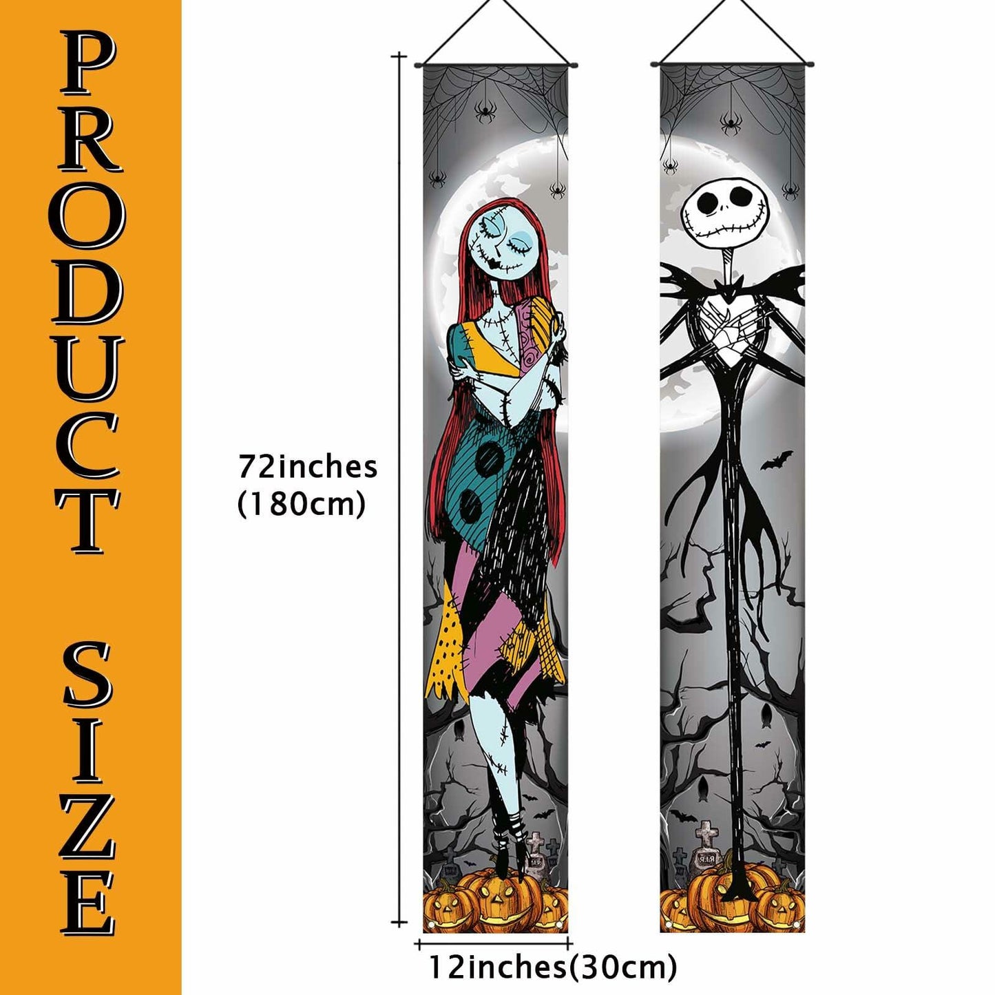 FARMNALL Halloween Porch Banner Spider Webs Outdoor Holiday Decor Black