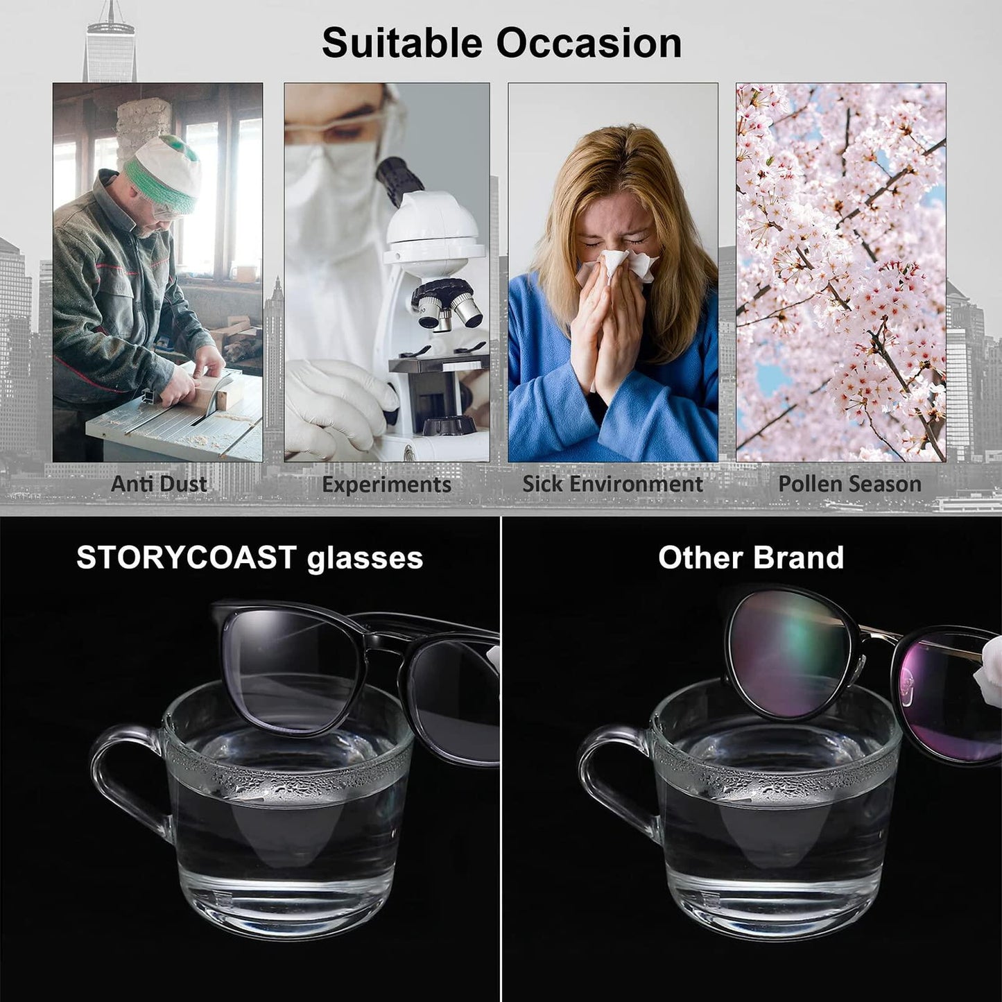 STORYCOAST Safety Glasses Anti Fog Blue Light Blocking Protective Eyewear