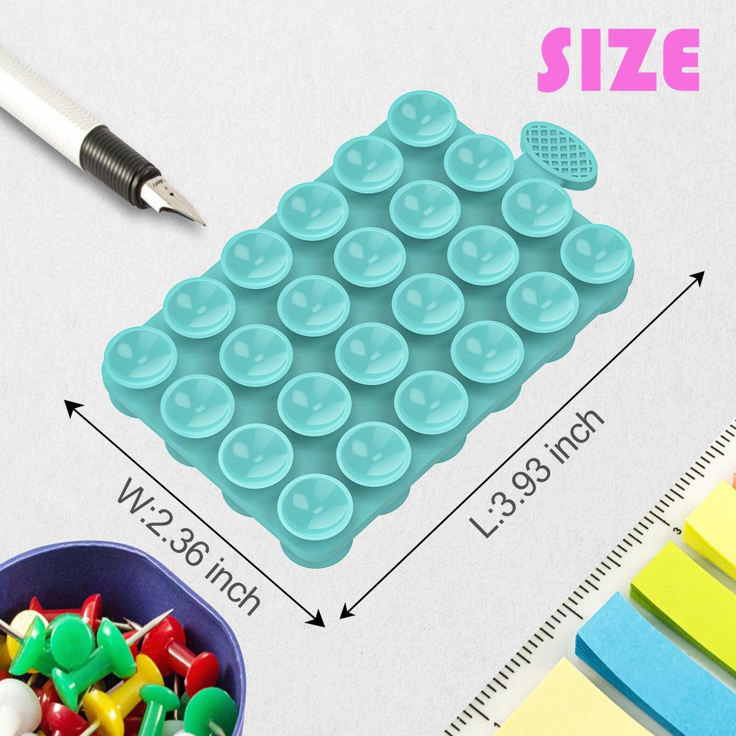 ZZGX 2PCS Silicone Suction Cup Phone Mount Holder Turquoise Double Sided