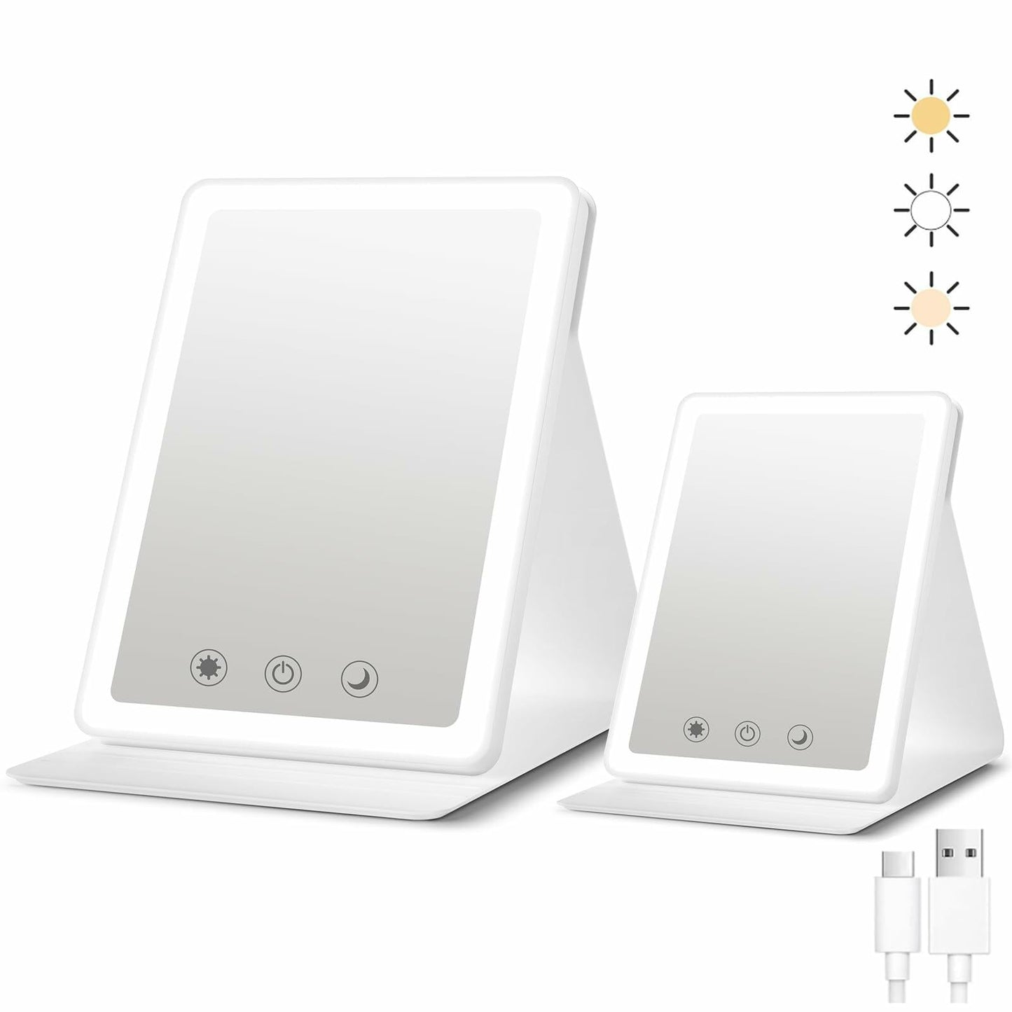 BACK KTCL 2 Pack 2025 Rechargeable Travel Makeup Vanity Mirror 72 LED Lights