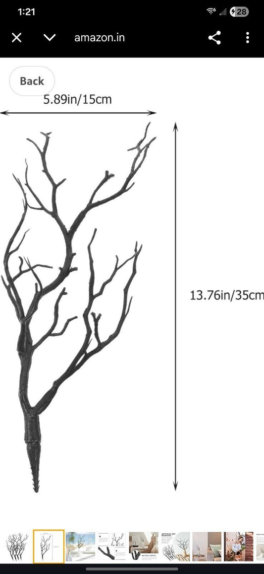 4pcs Artificial Antler Tree Branches Black Decorative Twigs 13in Plastic