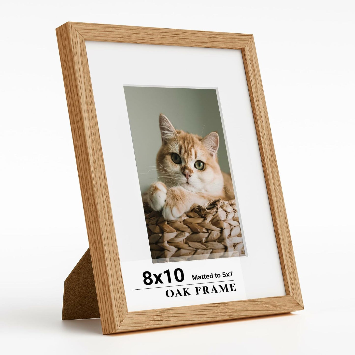 Heimlove 8x10 Natural Oak Solid Wood Picture Frame with Tempered Glass