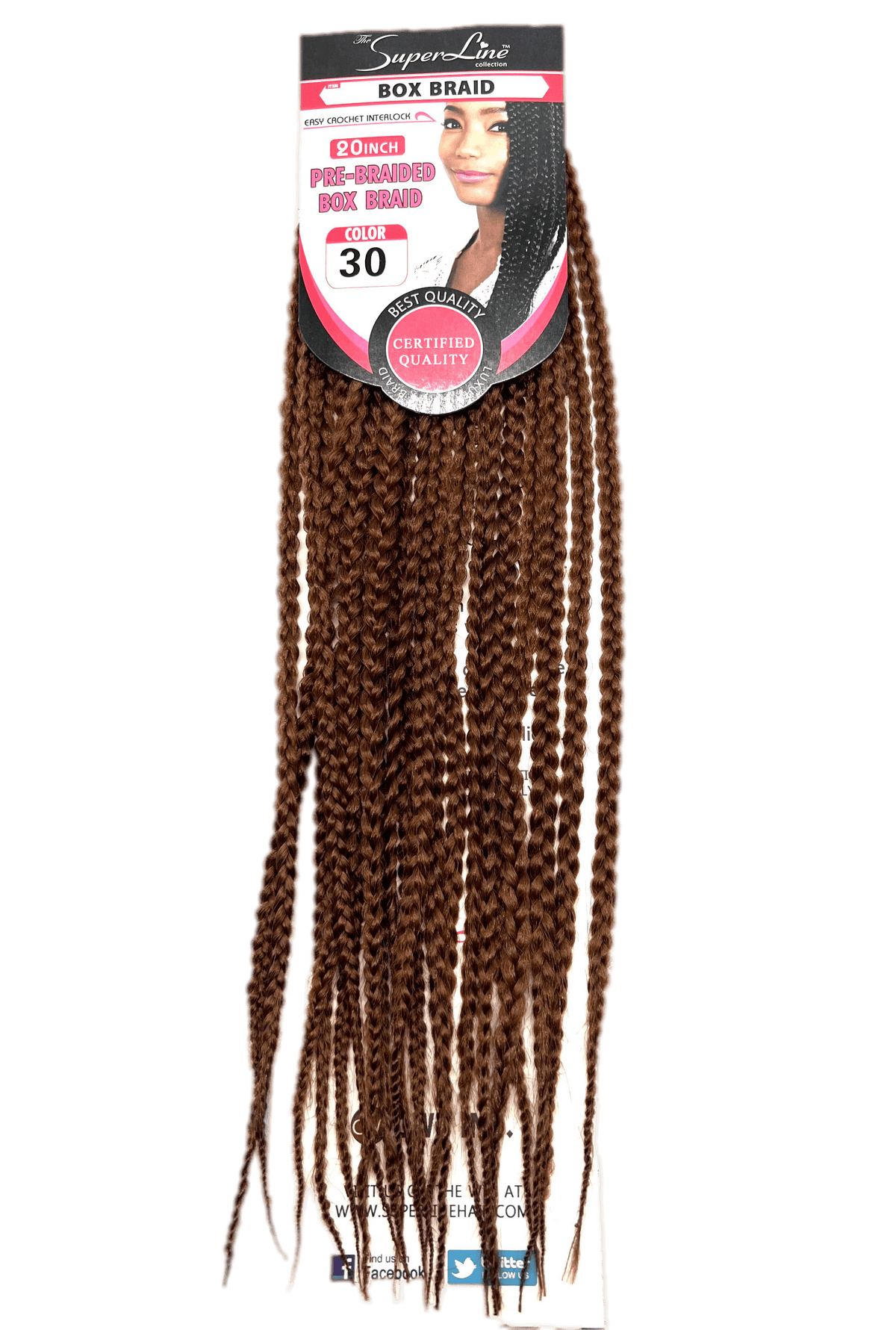 Super Line Pre-Braided Box Braid 20 in, Color 30