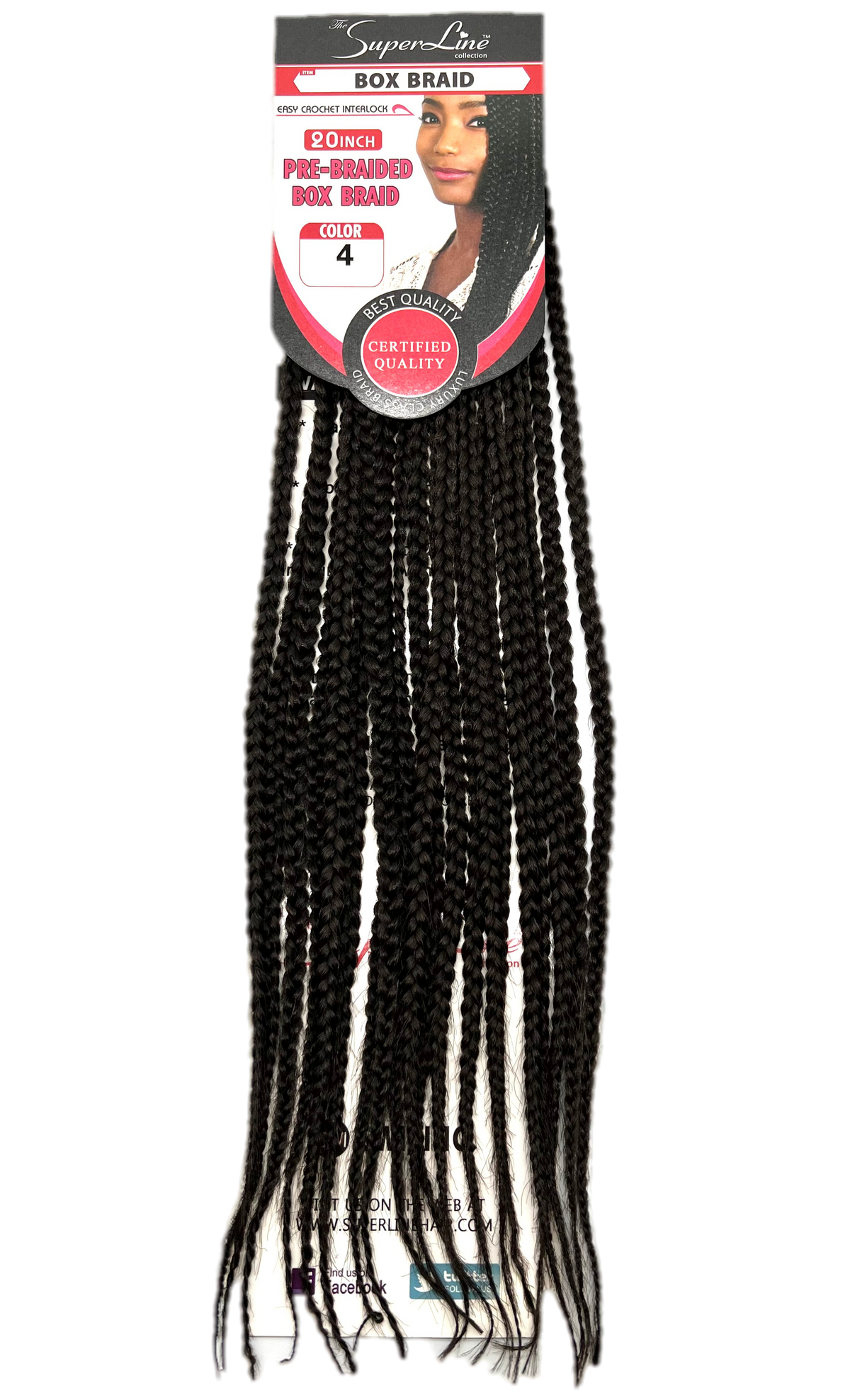 Super Line Pre-Braided Box Braid 20 in, Color 30