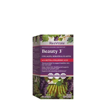 ResVitale Beauty 3 Collagen, Keratin & Elastin Formula, 90 Capsules