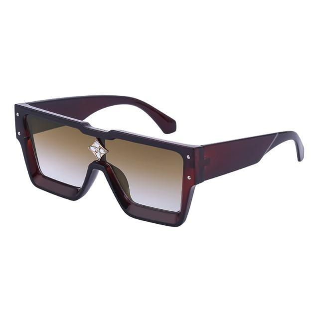 Oversized Square Rimless Shades UV400 Shape Sunglasses For Women New Fashionable New Big Frame Sun Glasses for Female New Latest Attractive Large Flat Top Eyewear For  Unisex